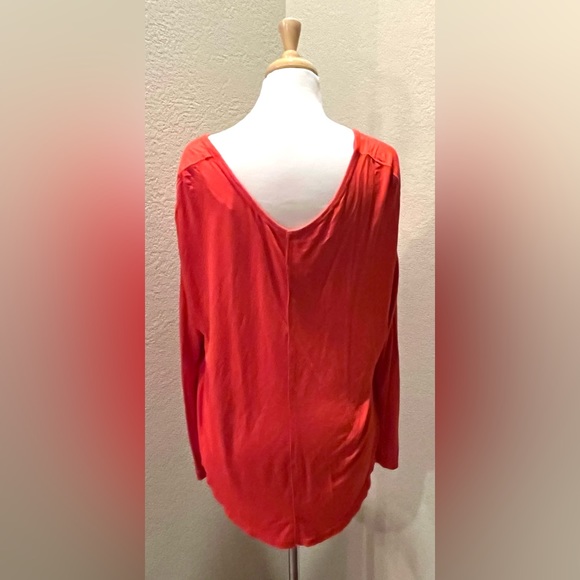 Free People Moonshine Tunic Top  Oversized T Shirt V Neck Coral Long Sleeve  XS - Picture 6 of 8